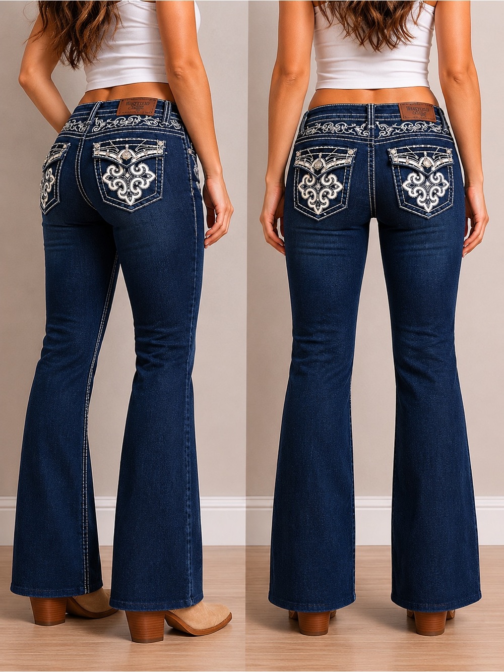 Westfield Eagle Size 5 Rhinestone Embroidered Bootcut Flare Jeans Western Y2K